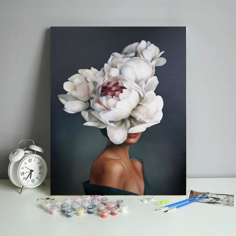 DIY Digital Oil Painting Factory Flowers and Women Series